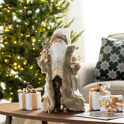 Blue Velvet Santa Figurine, 18 Inch