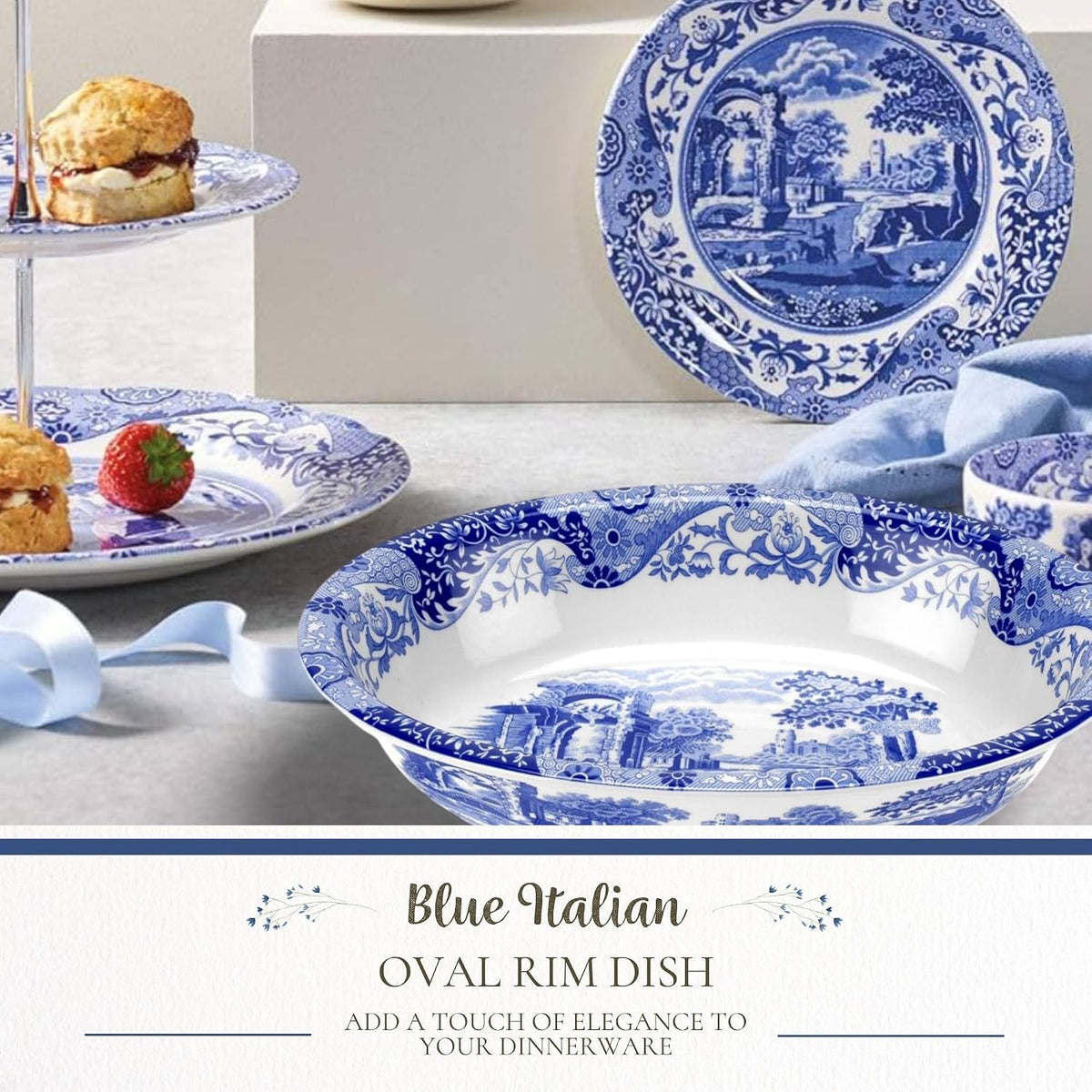 Spode Blue Italian Oval Platter, 12.5 in