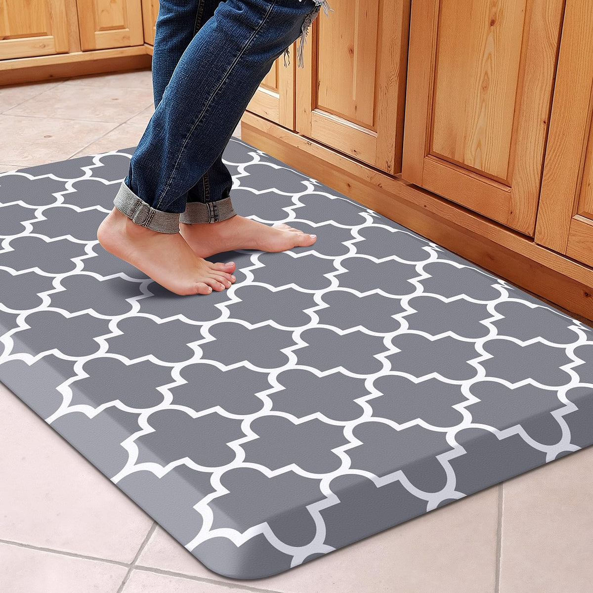 Blue Cushioned Anti-Fatigue Kitchen Mat