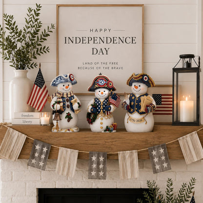Chinoiserie Wooden Snowmen, Set of 3