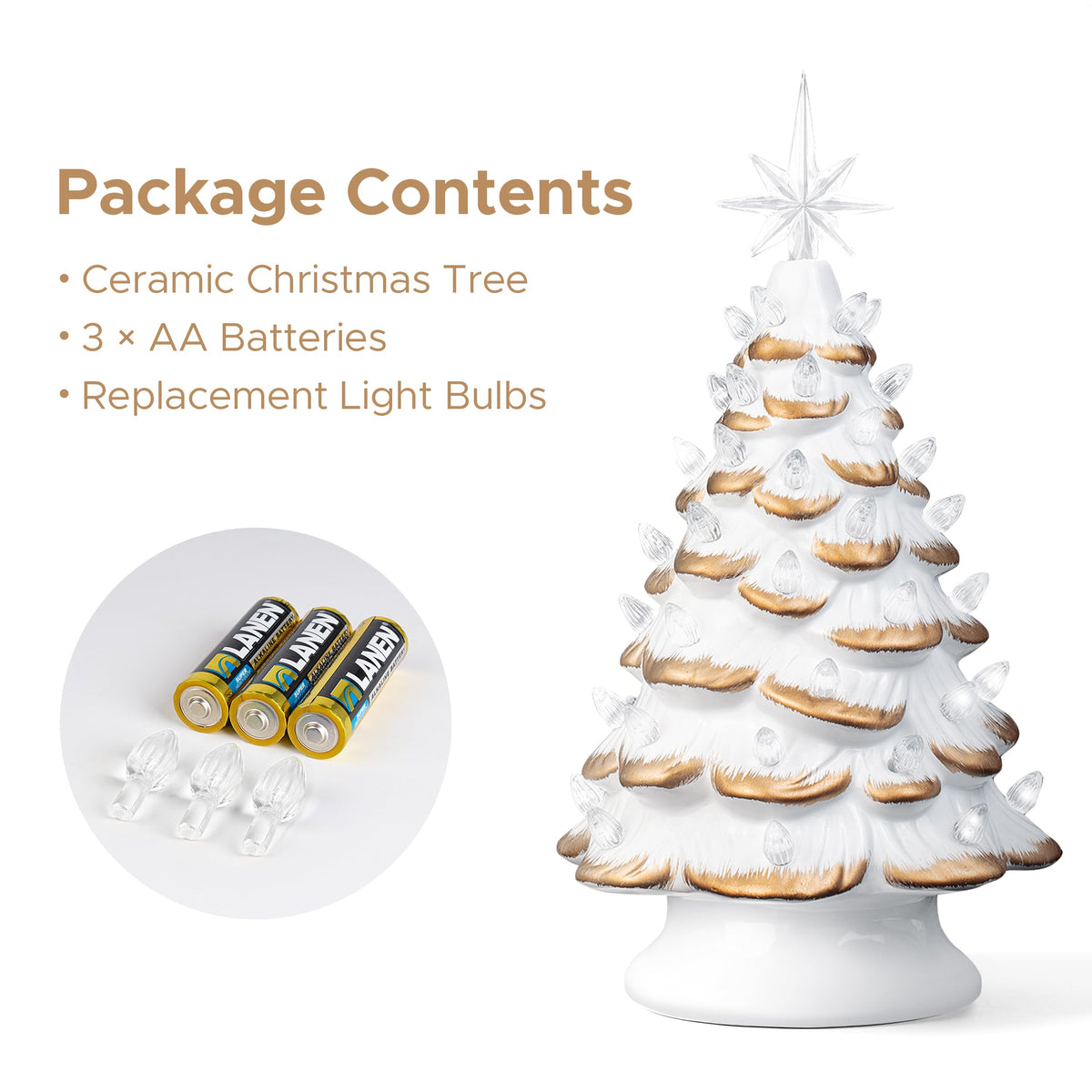 Lighted Ceramic Christmas Tree, 13 Inch