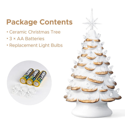 Lighted Ceramic Christmas Tree, 13 Inch