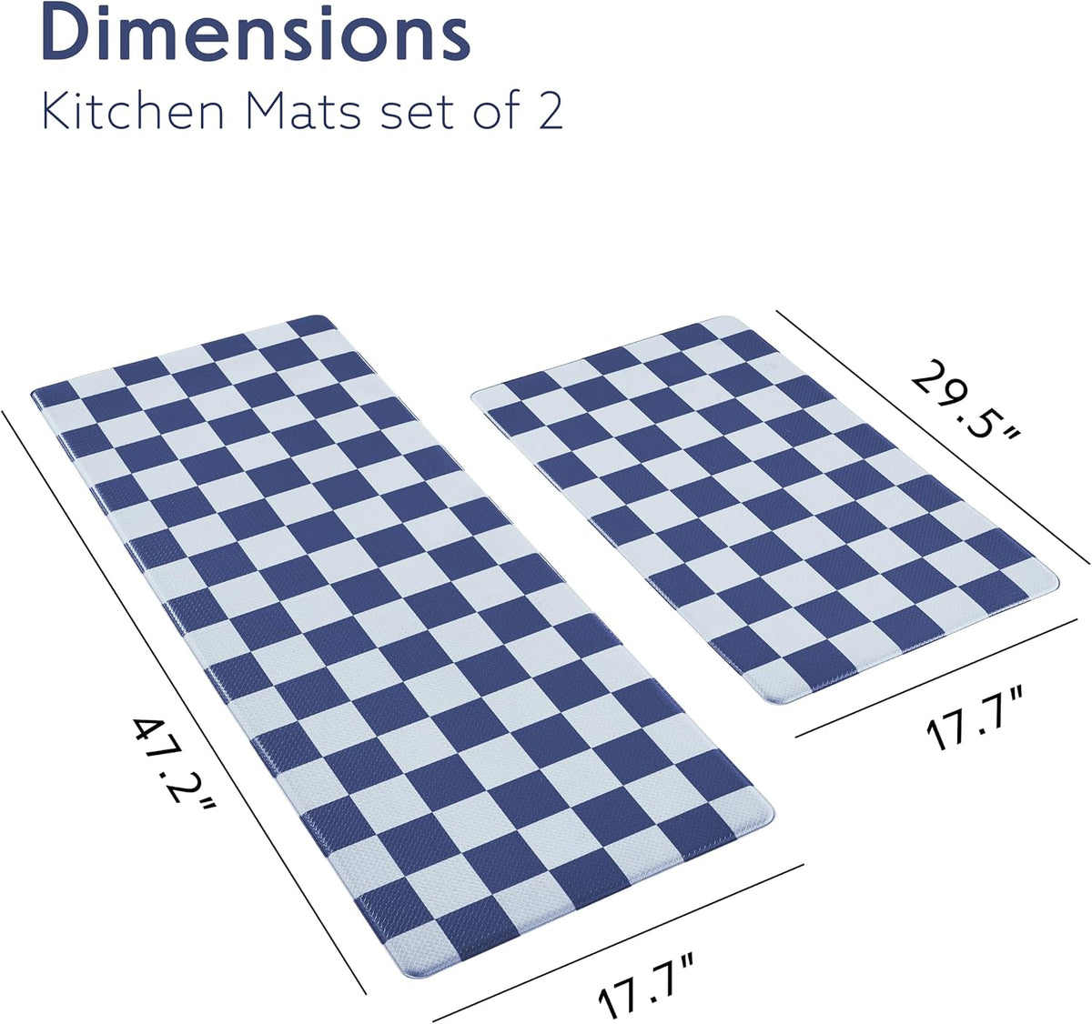 Navy Checkered Kitchen Mats, Set of 2