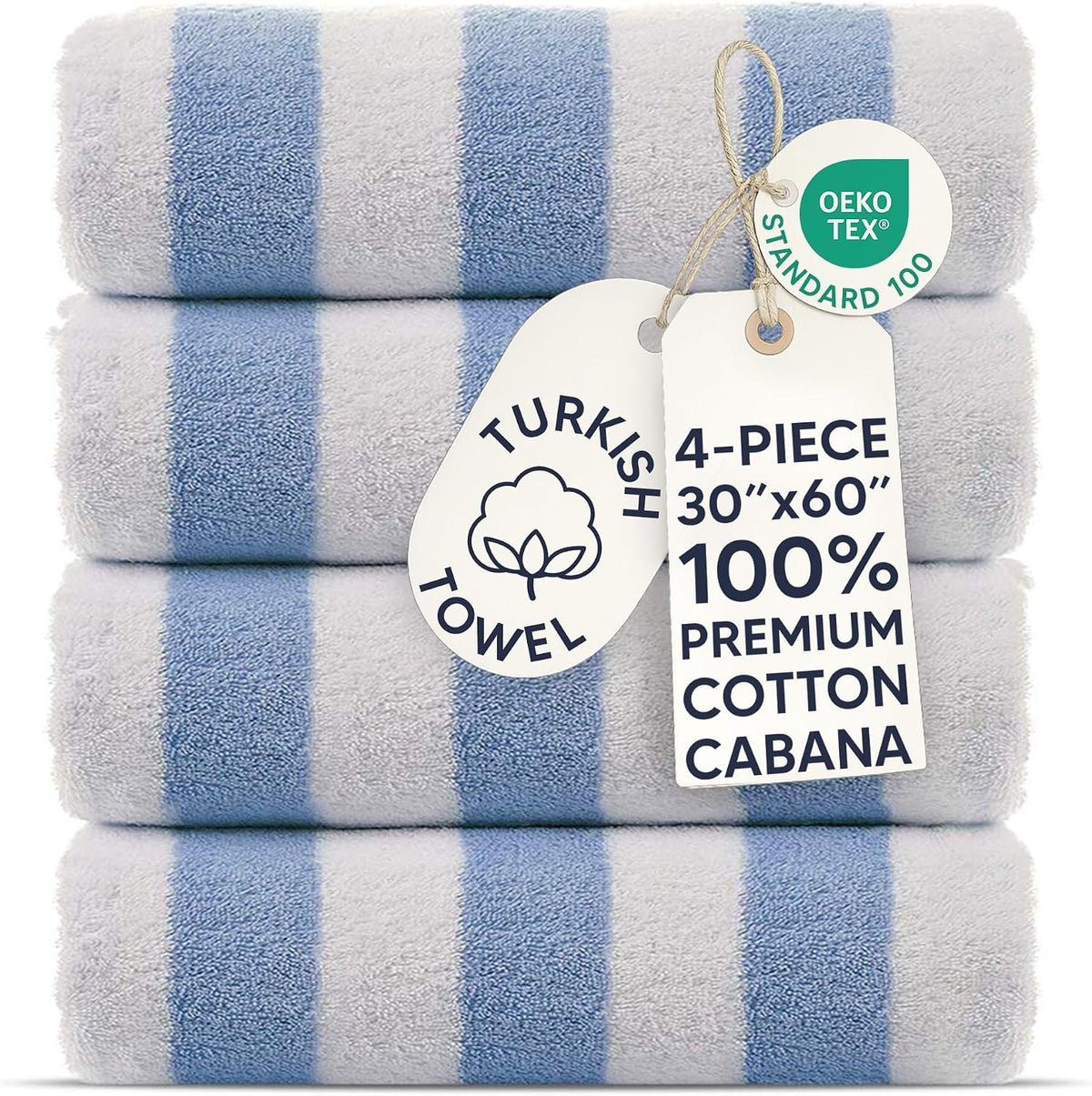 Turkish Cotton Beach Towels, Set of 4