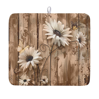 Blue Chinoiserie Floral Dish Drying Mat