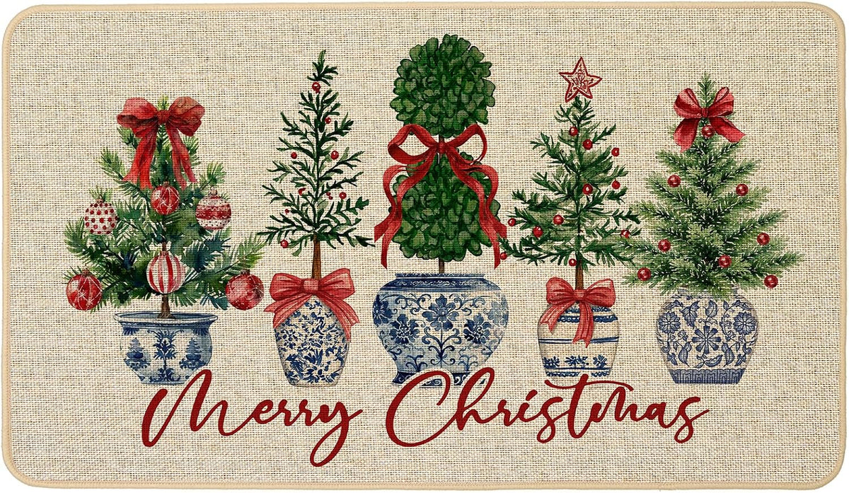 Chinoiserie Christmas Doormat, 17 x 29 Inch