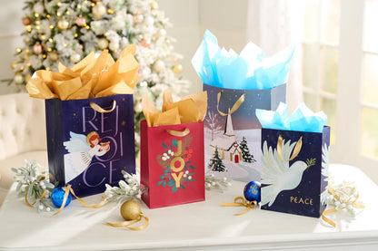 Navy and White Nativity Christmas Wrapping Paper