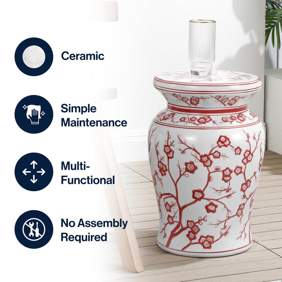 Jonathan Y Cherry Blossom Garden Stool, 18"