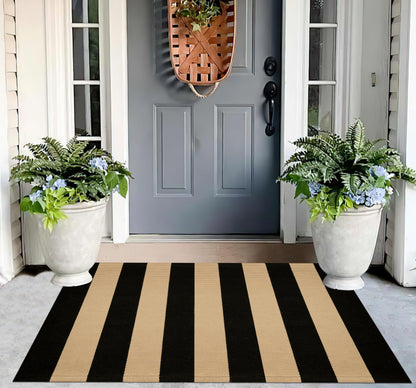 Light Blue Buffalo Plaid Cotton Door Mat, 24x35