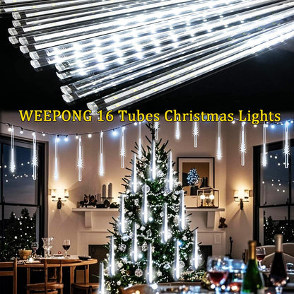 Blue Meteor Shower Christmas Lights, 8 Tubes