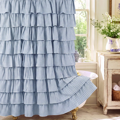 Ruffled Gingham Shower Curtain, 72 x 72