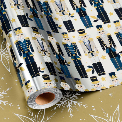 Blue Nutcracker Christmas Wrapping Paper, 32.8 Ft