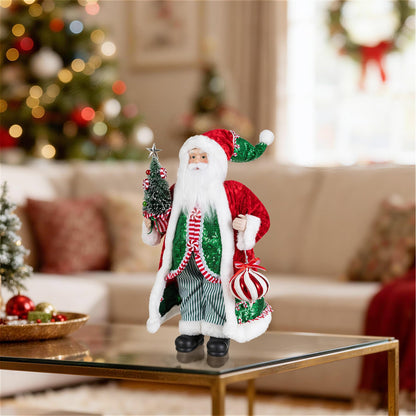 Blue Velvet Santa Figurine, 18 Inch