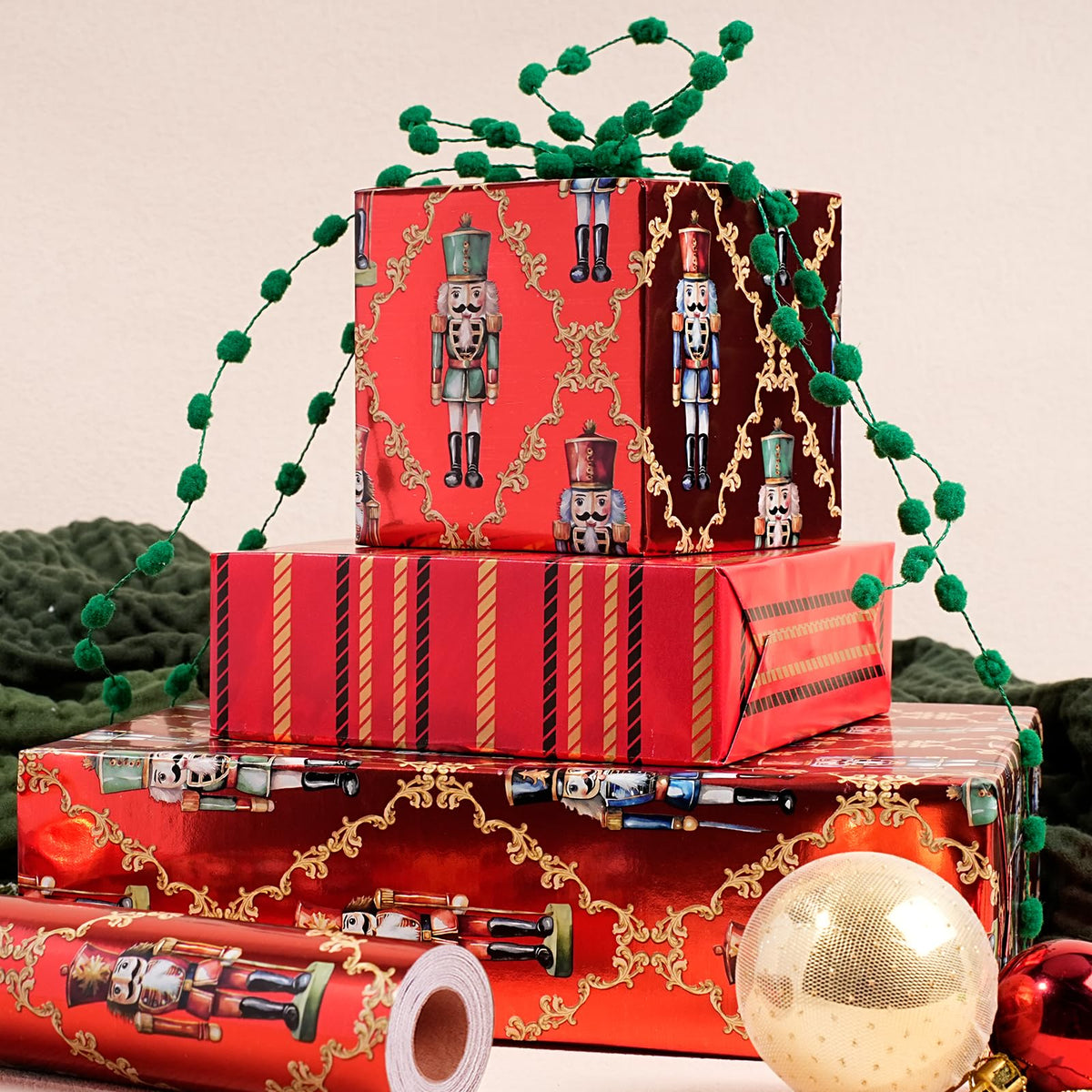 Nutcracker Reversible Christmas Wrapping Paper, 33 Ft