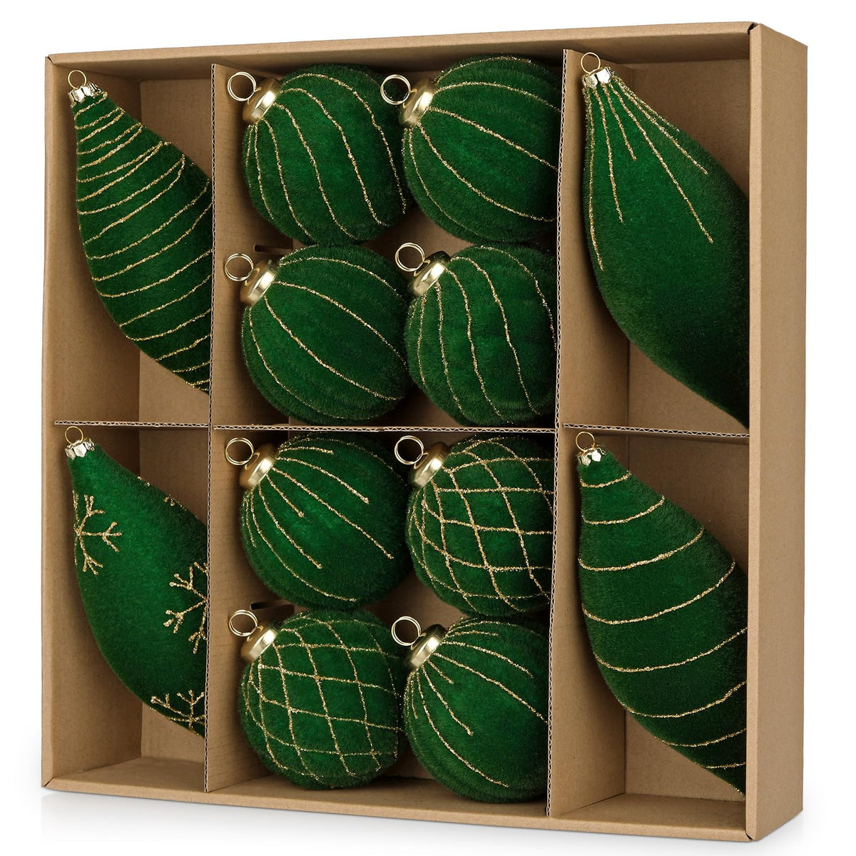 Royal Blue Velvet Christmas Ornament Balls, Set of 12