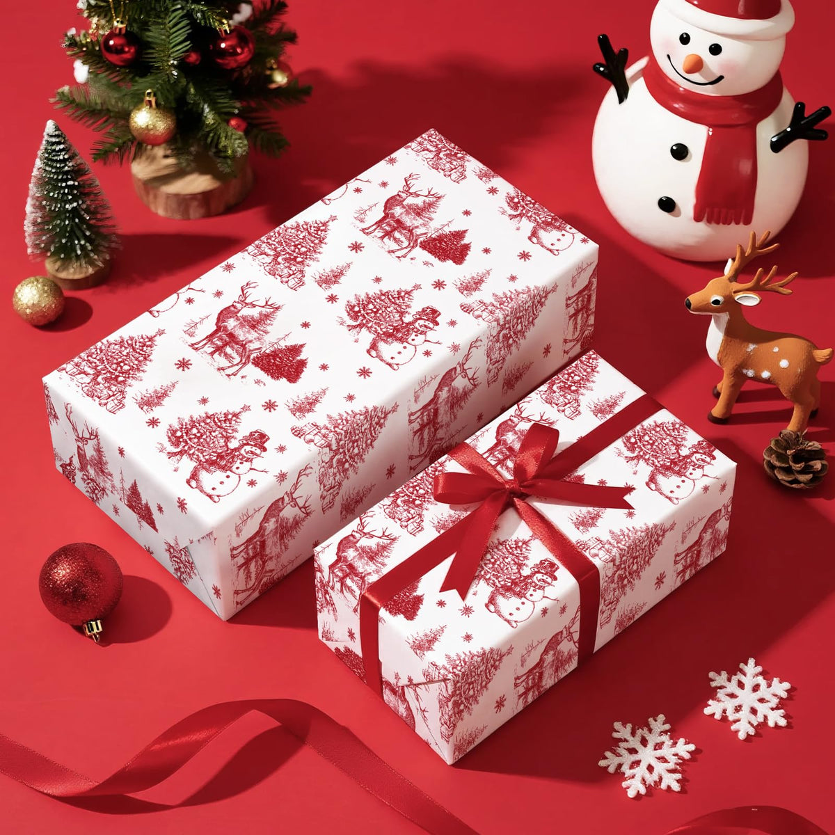 Blue Toile Christmas Wrapping Paper