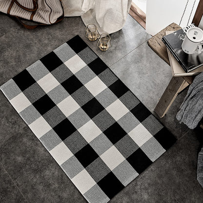 SEEKSEE Blue Buffalo Plaid Porch Rug, 27.5x43