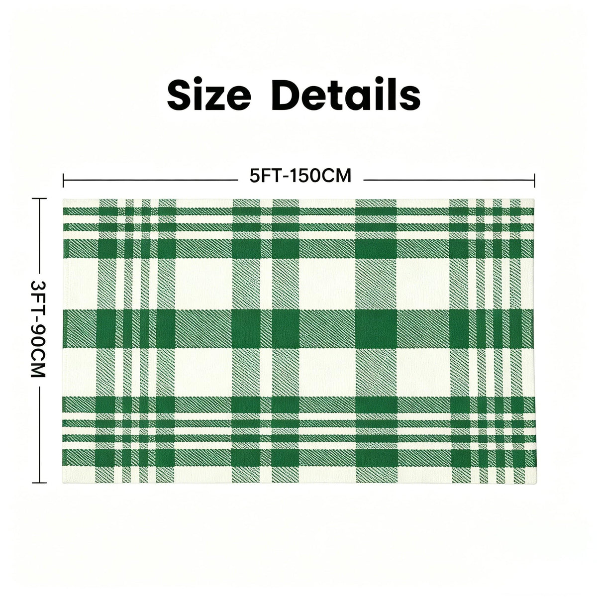 MUBIN Blue White Plaid Cotton Rug, 27.5x43