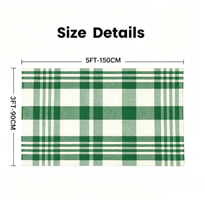 MUBIN Blue White Plaid Cotton Rug, 27.5x43