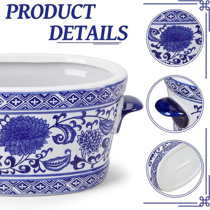 Blue and White Chinoiserie Oval Planter