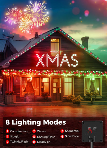 Solar Christmas String Lights, 100 LED, 40 ft