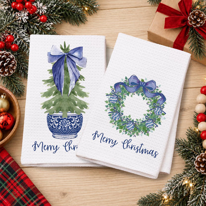 Chinoiserie Christmas Kitchen Hand Towels, 16x24 Inch