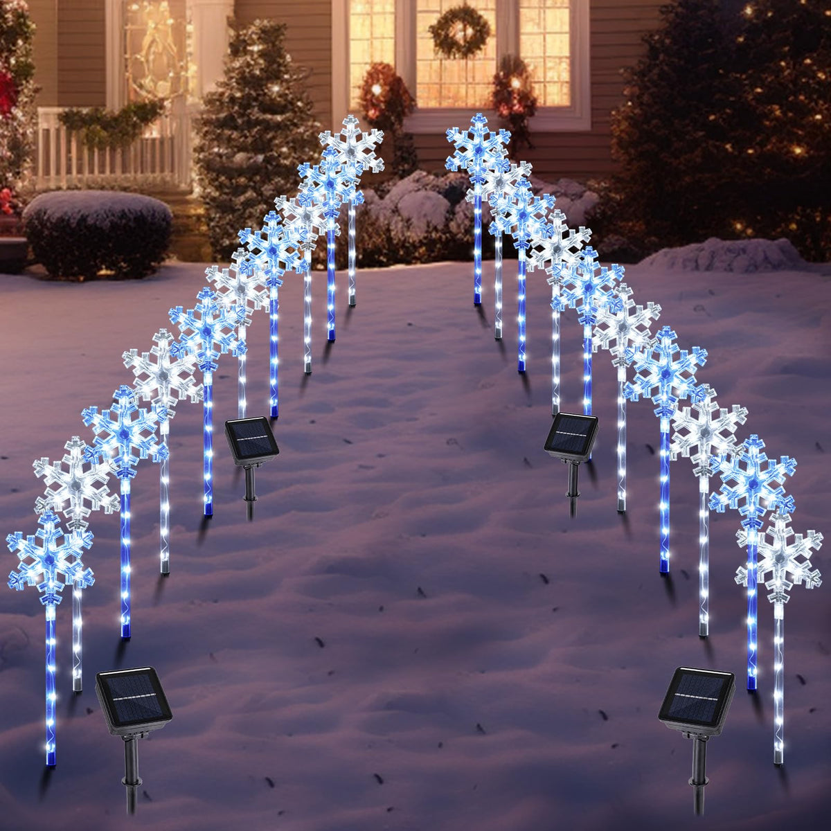 Solar Snowflake Pathway Lights, 10 Pack