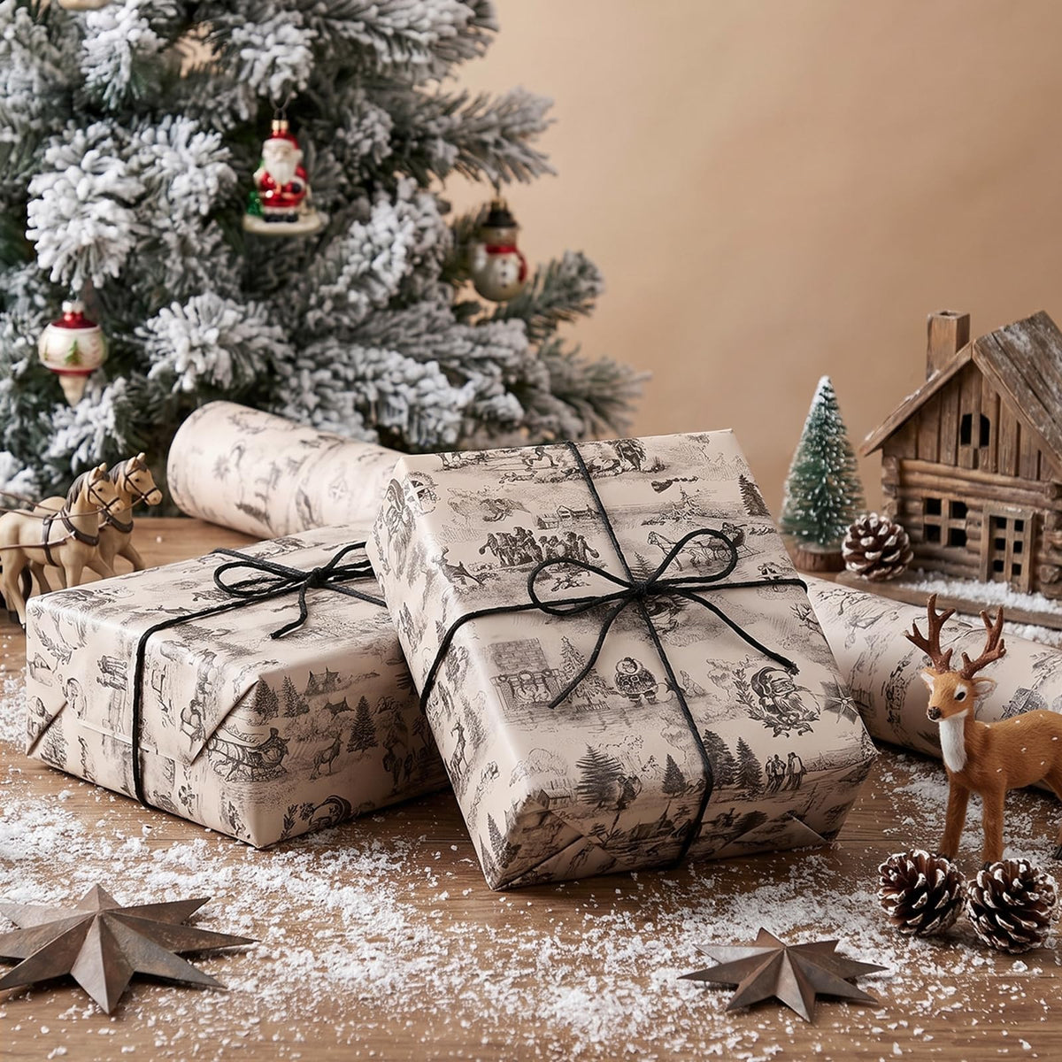 Blue Toile Christmas Wrapping Paper