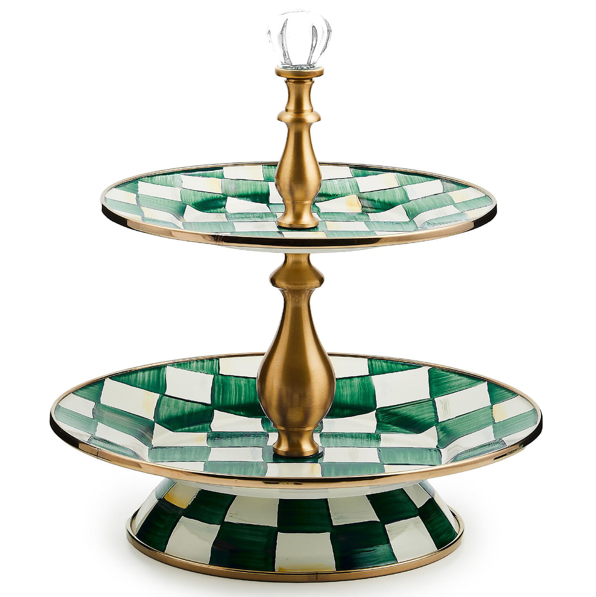 MacKenzie-Childs Two-Tier Sweet Stand, Royal Check