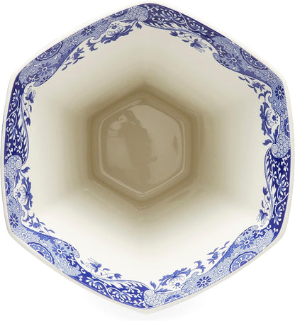 Spode Blue Italian Hexagonal Vase, 10.5 Inch
