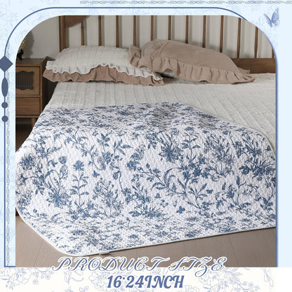 Blue Floral Quilted Throw Blanket, 50 x 60 Inch