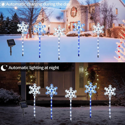 Solar Snowflake Pathway Lights, 10 Pack