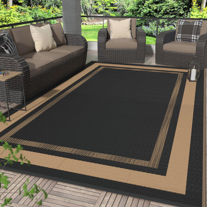 Blue and White Reversible Outdoor Rug, 5x8