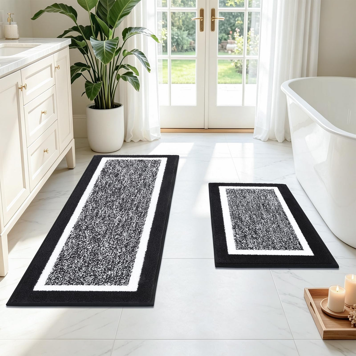 Shaggy Microfiber Bath Rug Set, 3 Piece