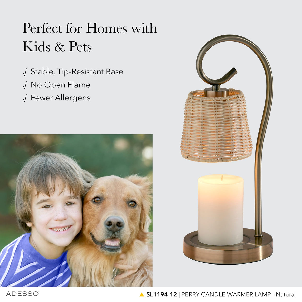 Adesso Blue Floral Candle Warmer Lamp