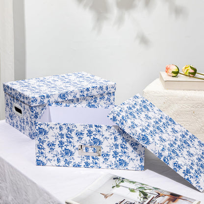 Blue and White Floral Nested Storage Boxes