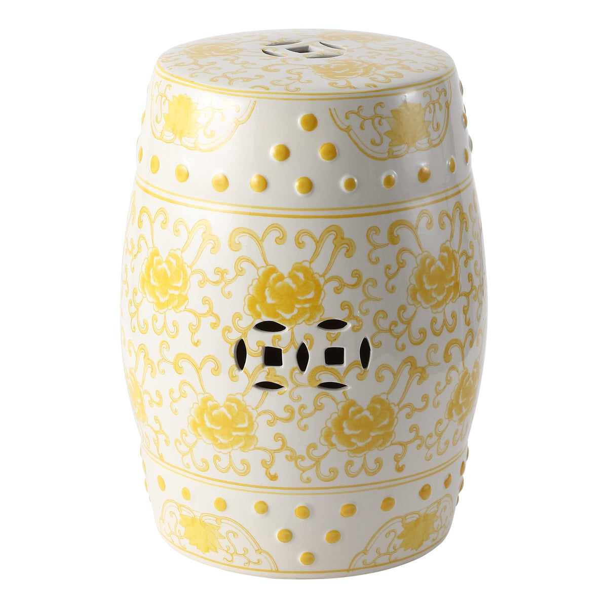 Jonathan Y Lotus Chinoiserie Garden Stool, 17.75"