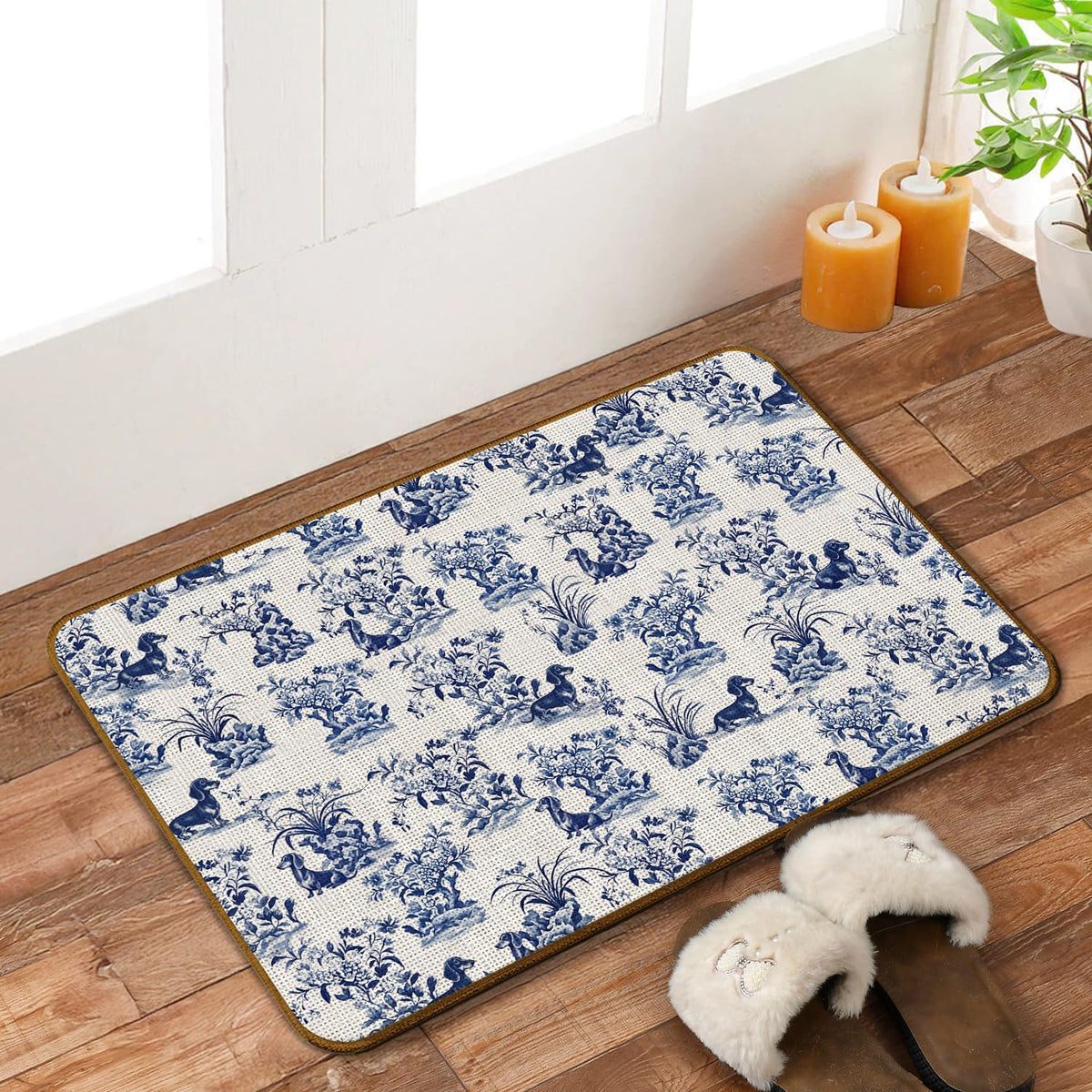 Chinoiserie Dachshund Doormat, 17 x 30 Inch