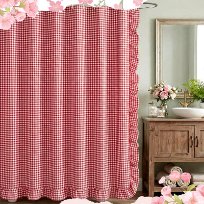 Ruffled Gingham Shower Curtain, 72 x 72