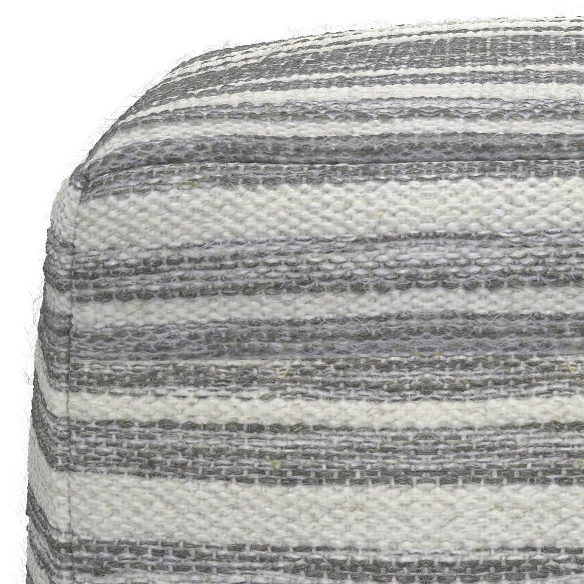 Simpli Home Cowan Blue Wool Square Pouf