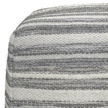 Simpli Home Cowan Blue Wool Square Pouf