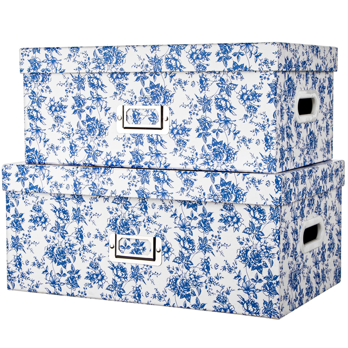 Blue and White Floral Nested Storage Boxes