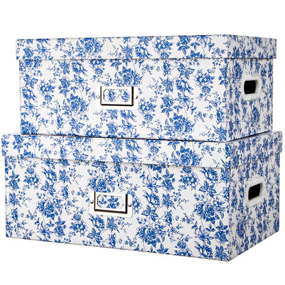 Blue and White Floral Nested Storage Boxes