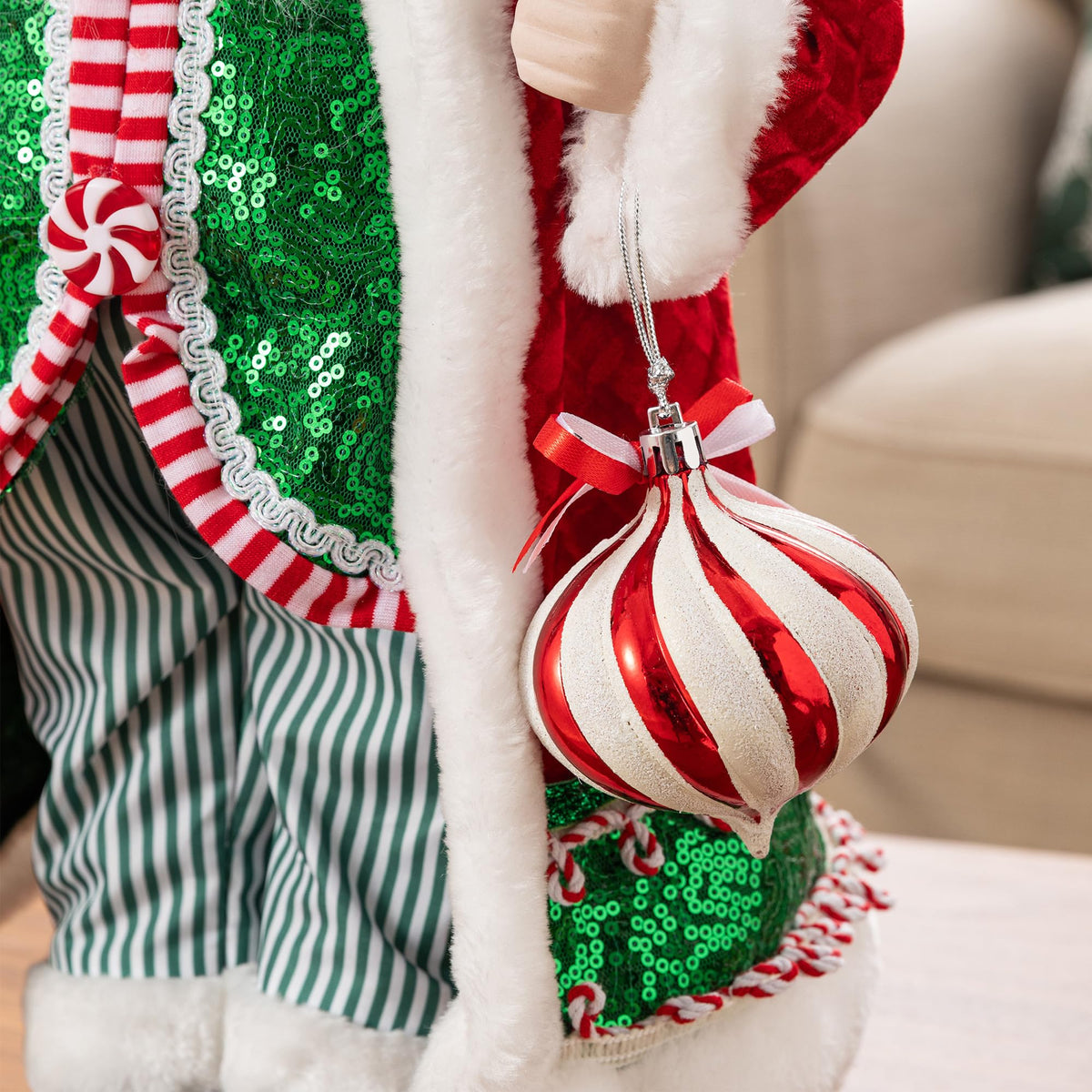 Blue Velvet Santa Figurine, 18 Inch