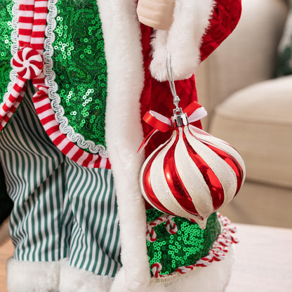 Blue Velvet Santa Figurine, 18 Inch