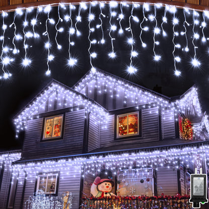 Blue and Cool White Icicle Lights, 164 ft