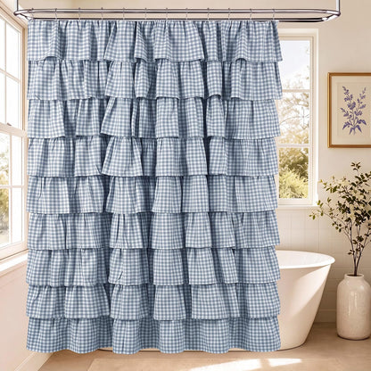 Ruffled Gingham Shower Curtain, 72 x 72