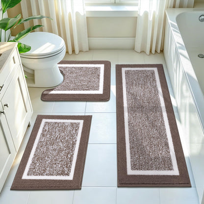 Shaggy Microfiber Bath Rug Set, 3 Piece
