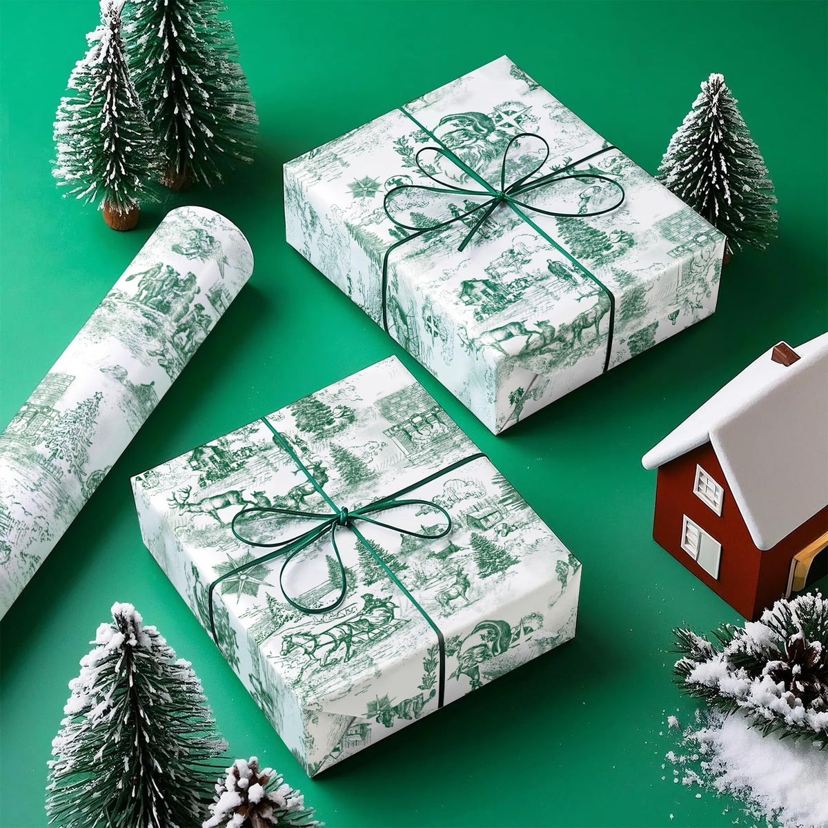Blue Toile Christmas Wrapping Paper