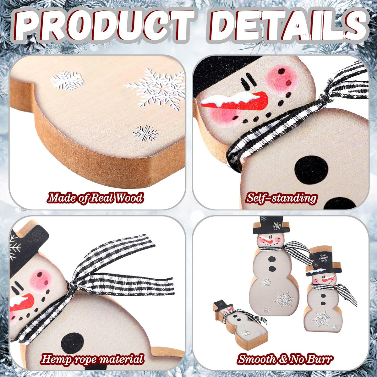 Chinoiserie Wooden Snowmen, Set of 3